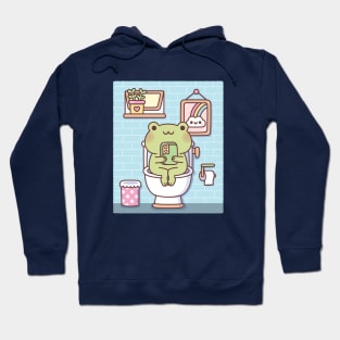 Cute Frog Chilling On Toilet Bowl Hoodie